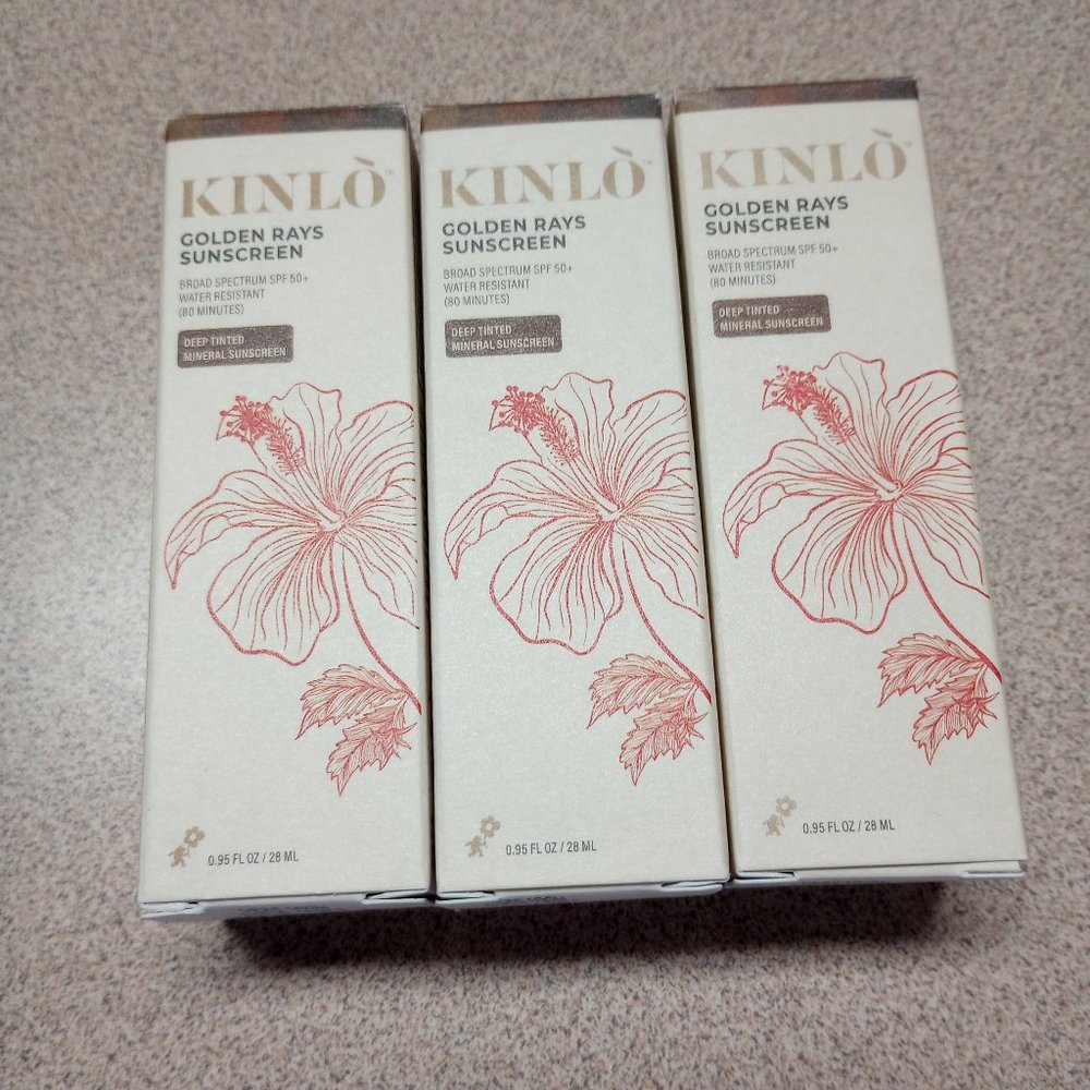 NEW Kinlo Golden Rays Sunscreen SPF 50 Deep Tinted Mineral Lot of 3